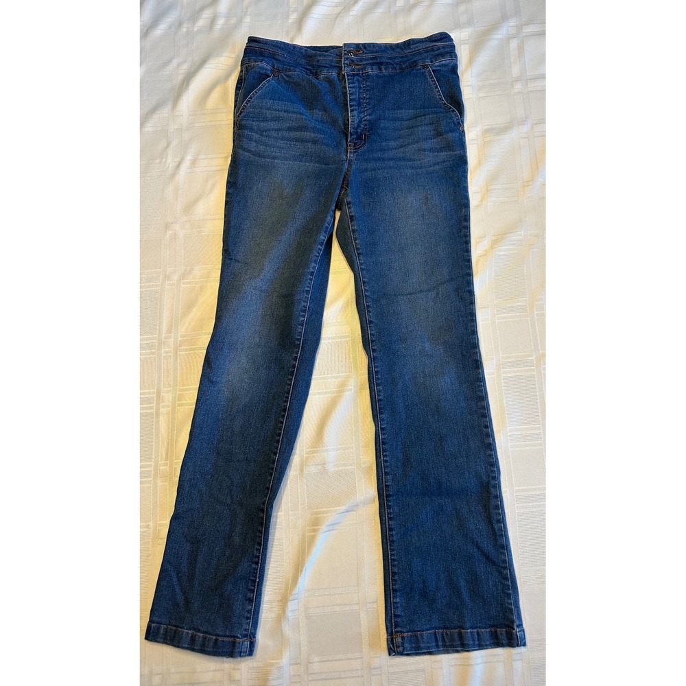 Anne Klein Jeans Women 8 Bootcut High Rise Stretch Denim Trousers Slant Pocket
